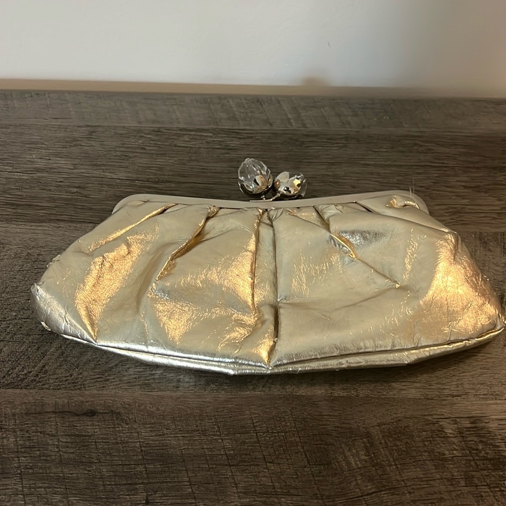 Women Evening Clutche Wedding Party Handbag Clutch Purse-Gold color